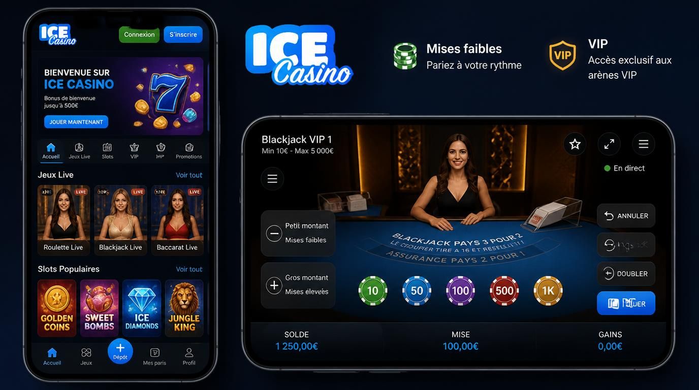 Image d’interface mobile avec options pour tous niveaux de mise.